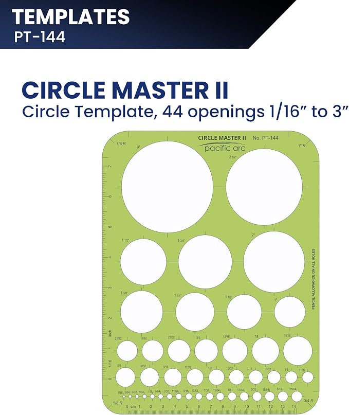 Pacific Arc - Circle Master II, 44 Shapes from 1/16 to 3 inch - Stencils - Image 2