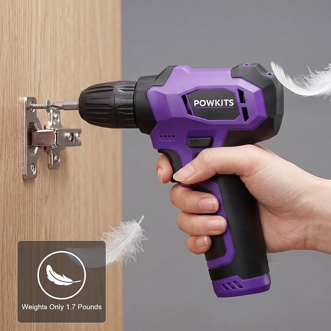 8V Purple Cordless Drill Set for Women, Starter Tool Kit - Image 10