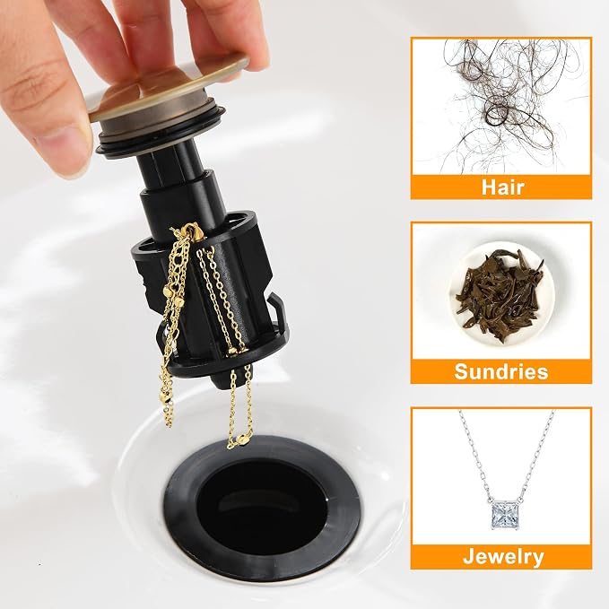 TIORIY Vessel Sink Drain Without Overflow, Plastic Bathroom Pop up Sink Drain - Image 5