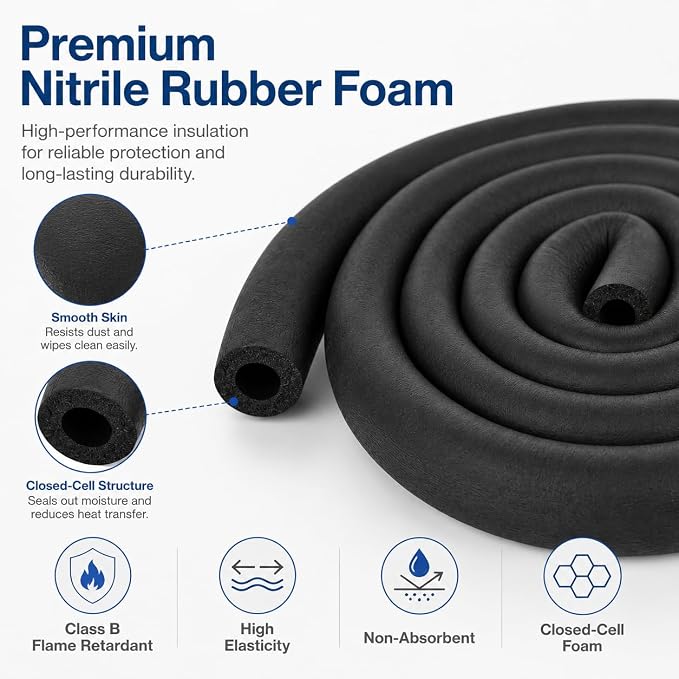 CARGEN 1/2" ID Foam Pipe Insulation Fits 1/2" OD Copper & PEX Water Pipes | - Image 2
