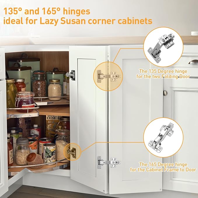 TamBee 1/2 Inch Overlay 175 Degree Cabinet Door Hinges 48mm Frameless Soft - Image 7