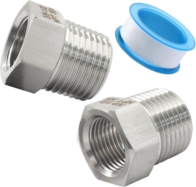 1/2" Male NPT to 3/8" Female NPT Hex Bushing Reducer, 2 Pack | 304 Stainless - Image 5