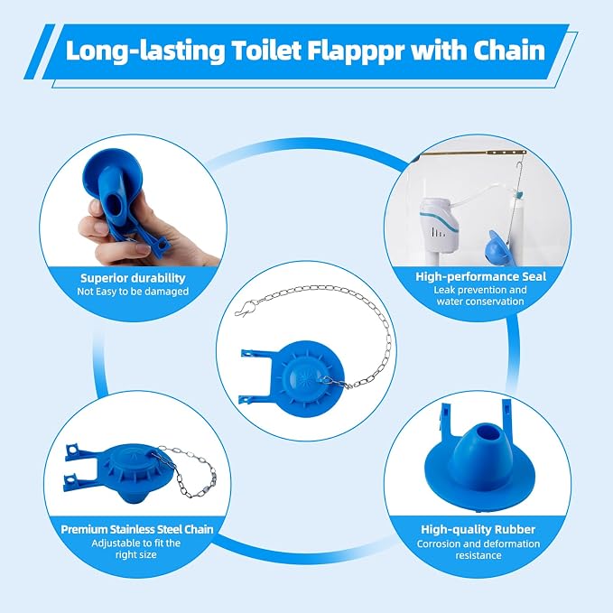 2 Pack Universal 2-Inch Toilet Flapper, Adjustable Metal Chain, Heavy Duty | - Image 4