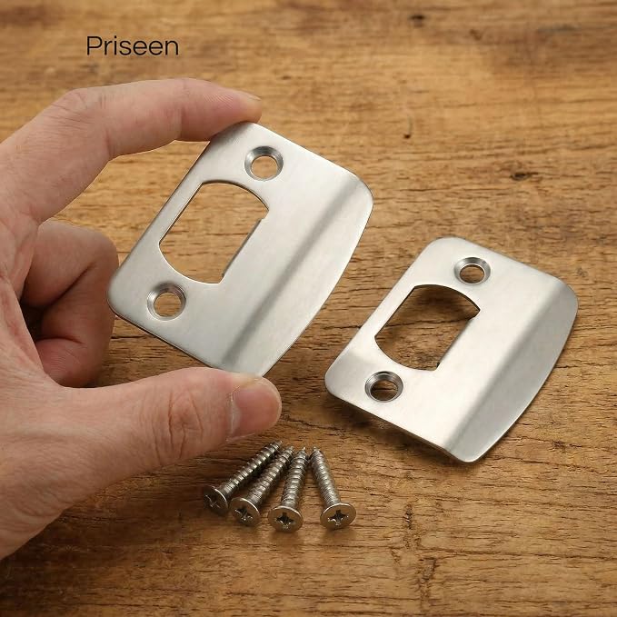 Door Latch Strike Plate, 2-1/4" X 1-7/16" Solid Metal - Image 5