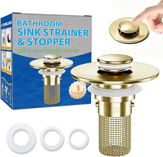 Bathroom Sink Drain Strainer, Pop-Up Bathroom Sink Stopper by YourSimplifiedHome