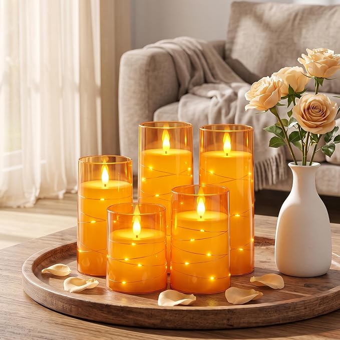 Homemory Halloween Flameless Candles, Fall Decor | Acrylic Flickering Battery - Image 5
