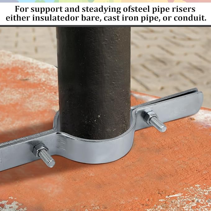 4 Pcs 3 Inch Pipe Riser Clamps Vertical Hanger Support, Galvanized Steel Rigid - Image 6