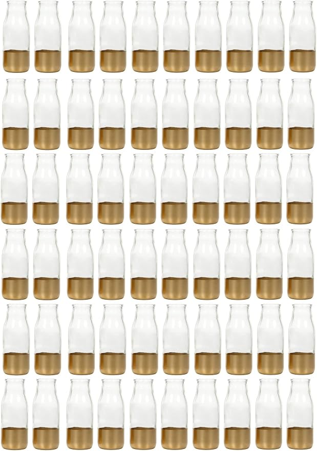 Hosley Set of 60, Glass Gold Dip Glass Bottle, 5.5" High. Ideal Gift by HOSLEY