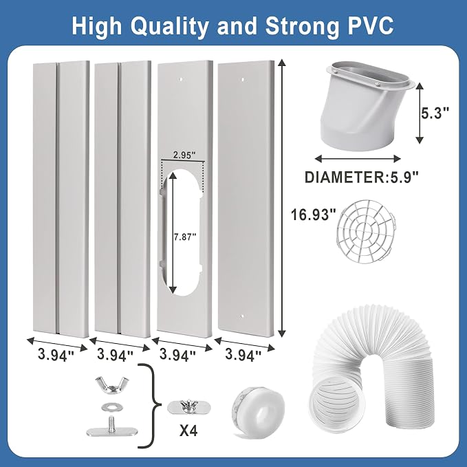 Portable AC Window Vent Kit, Adjustable Vertical/Horizontal Sliding Window Kit - Image 3