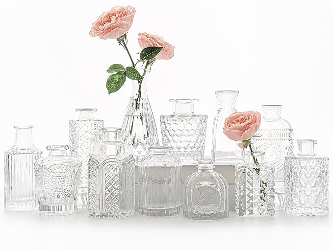 SUPMIND 12pcs Glass Bud Vase Set, Home Decor, Table Decoration, Baby Shower by SUPMIND