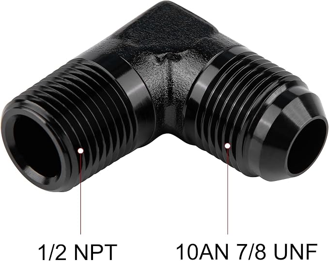 EVIL ENERGY 10AN to 1/2" NPT Male 90 Degree Fitting Adapter Aluminum 2PCS - Image 2