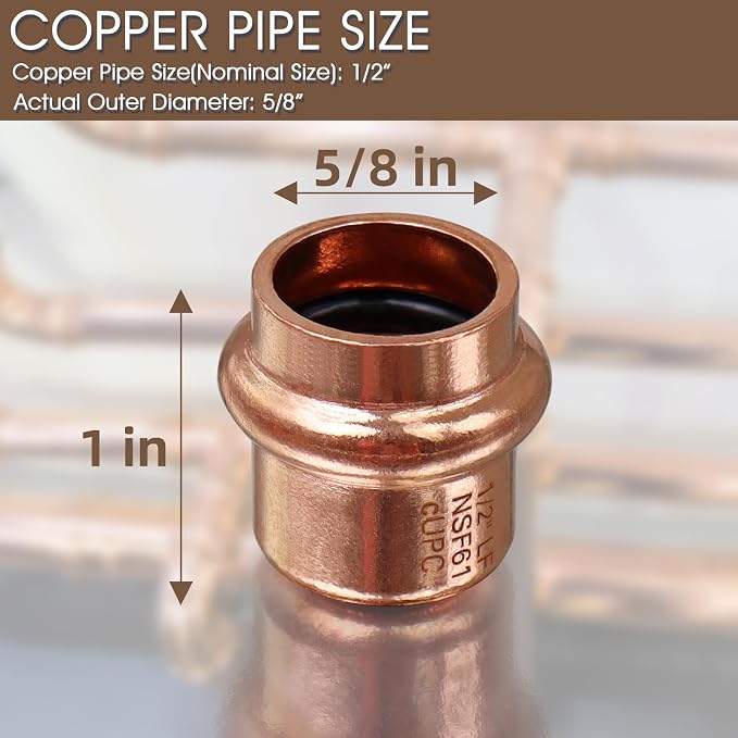 Copper Press Fittings 12pk, 1/2" Copper Press Cap - Image 2