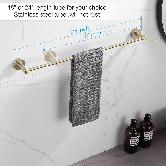 BGL Bathroom Accessory Set Brushed Gold 4 Pieces Towel Rack Set - Image 2