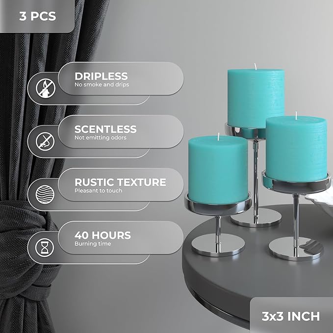 3x3 Pillar Candles Set of 3 - Image 3