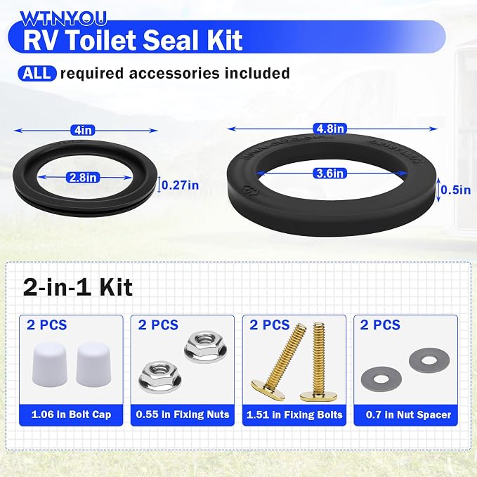 RV Toilet Seal Kit to Replace RV Toilet Gasket and Flush Ball Seal - Image 3
