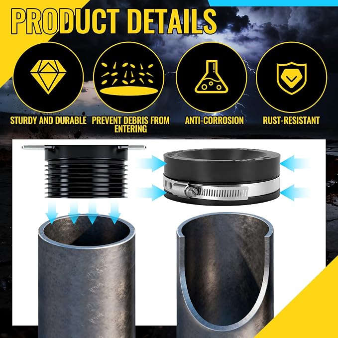 6 Pack 4 Inch Flexible PVC Pipe Cap - Image 4