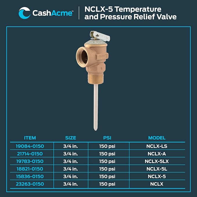 Cash Acme 3/4 Inch NCLX-5 Temperature and Pressure Relief Valve, Push to - Image 6