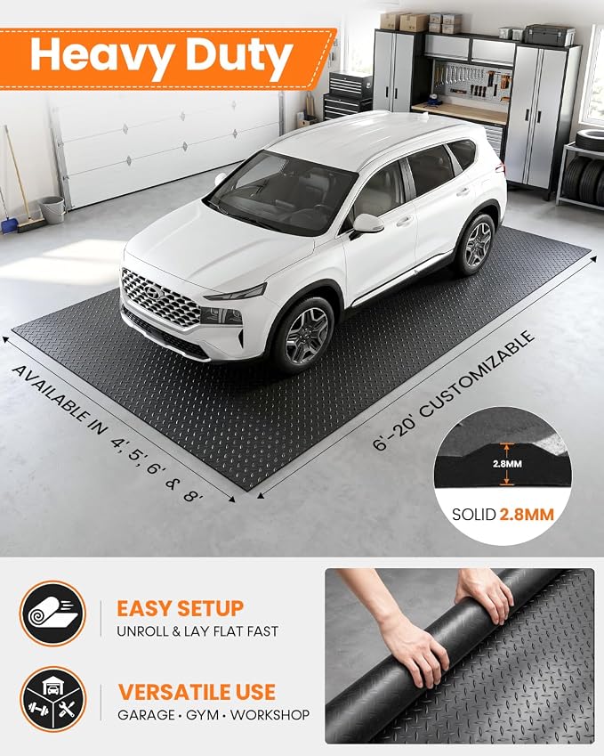 SEAL 5 x 8 FT Premium Garage Floor Mat, Solid 2.8mm Thick Lay-Flat Black - Image 2