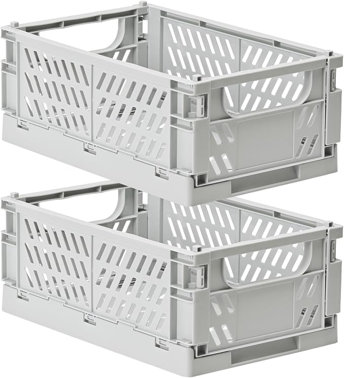 HUUSMOT 2-Pack Collapsible Plastic Storage Baskets, 9.8"x6.5"x3.8" | Pastel by HUUSMOT