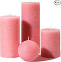 Pink Textured Pillar Candles Set by MOSROAD