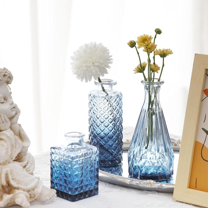 Fixwal 36 Blue Bud Vases Glass Bud Vase Set of 36, Small Vases - Image 2