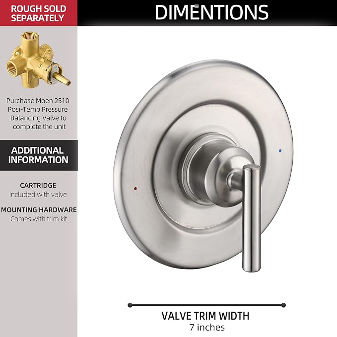 Shower Trim Kit for Moen T2901BN Brushed Nickel Shower Handle 2-Pack, Compatible - Image 4