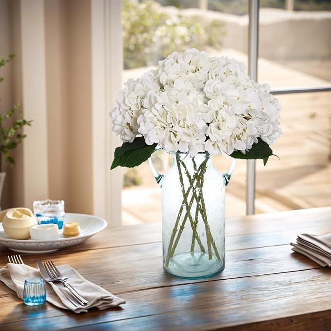 Kimura's Cabin 6pcs White Hydrangea Artificial Flowers Silk Fake Hydrangeas | - Image 7