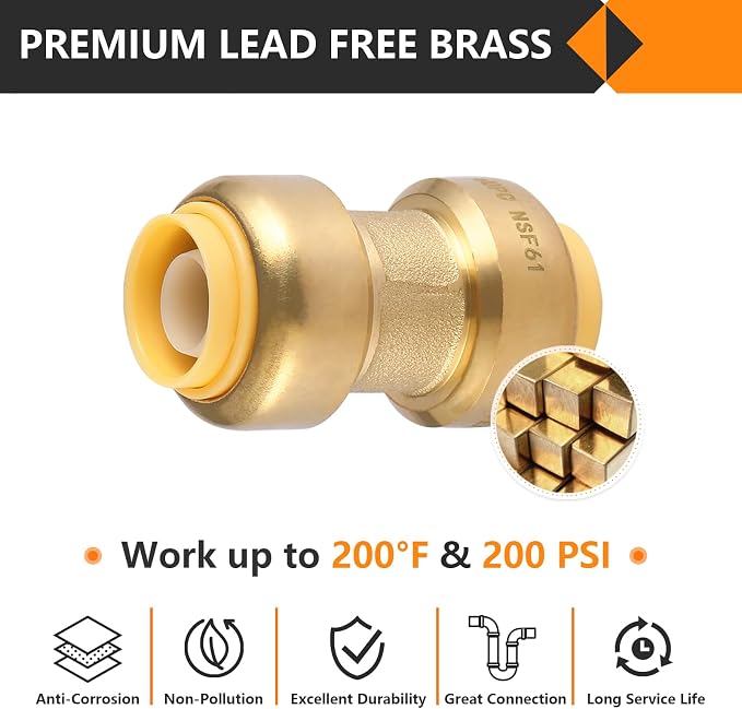 12PC HeSun Pushfit Coupling, 3/4"x3/4" Push to Connect Plumbing Fittings | - Image 3