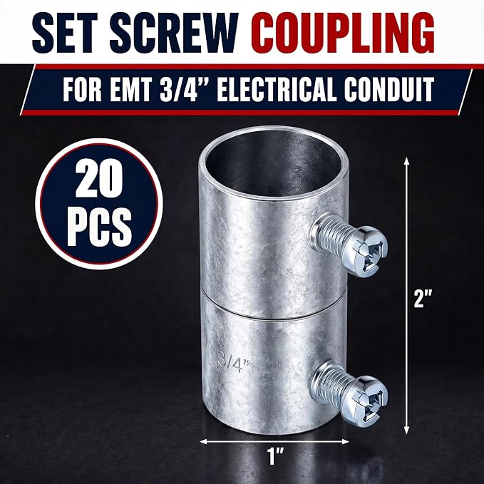Gisafai 20 Pcs 3/4 Emt Coupling Conduit Fittings Screw Coupling - Image 4