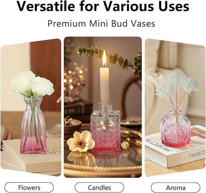 Glass Bud Vases Mini Flower Vase Small Vintage Vases - Image 6