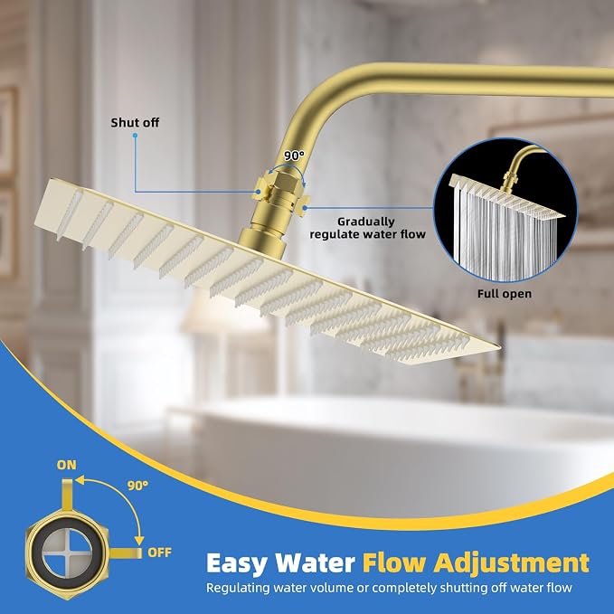 Hibbent All Metal 1 Pack Shower Head Flow Control Valve, G1/2 Brass Shut-off - Image 5
