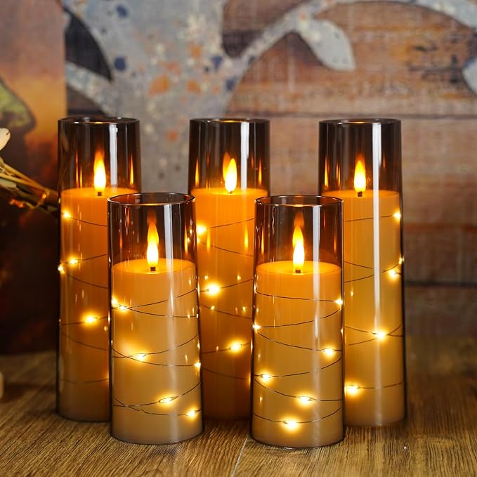 Eebuss Flameless Candles with Embedded Star String, Battery Operated LED Pillar - Image 6