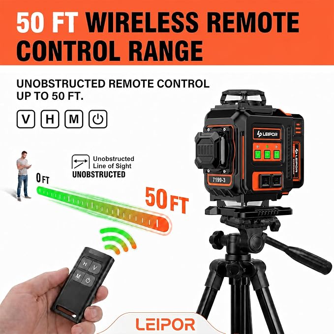 LEIPOR 4x360 Green Laser Level, 16-Line Self-Leveling Kit - Image 4