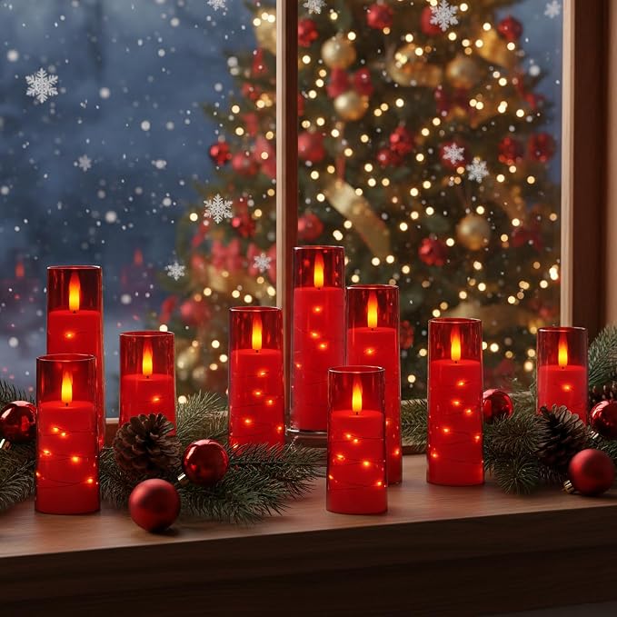 Raycare 9 Pcs Flameless Battery Operated Pillar Candles - Image 4