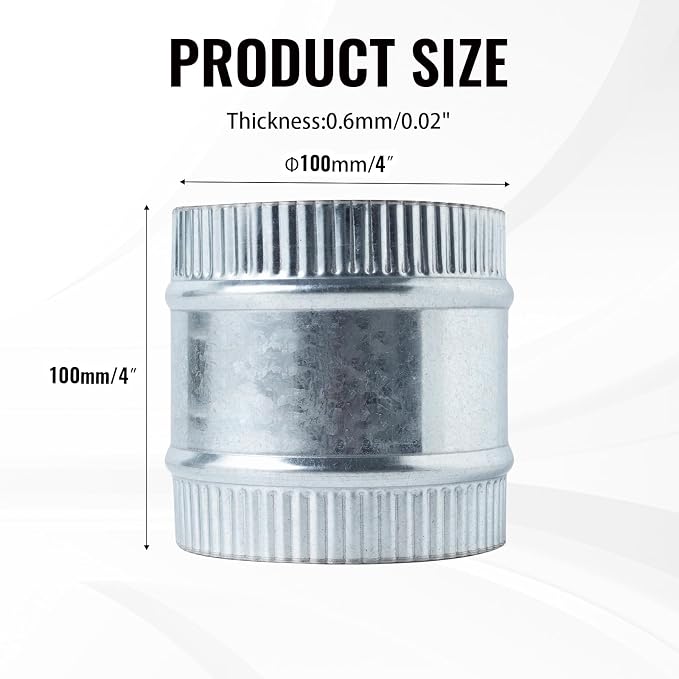 4 Inch Round Galvanized Steel Duct Connector - Image 2