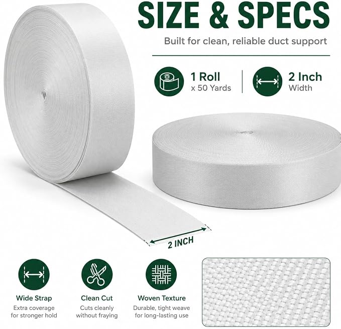 Heavy Duty Duct Strap, 1.95 in x 147 ft Nylon Webbing - Image 2