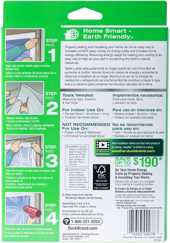 Duck Brand Indoor 10-Window Shrink Film Insulator Kit, 62-Inch x 420-Inch - Image 3