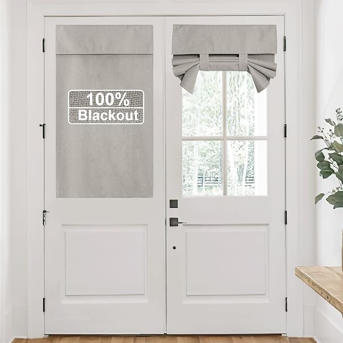 RYB HOME 100% Blackout Short French Door Linen Curtain by RYBHOME