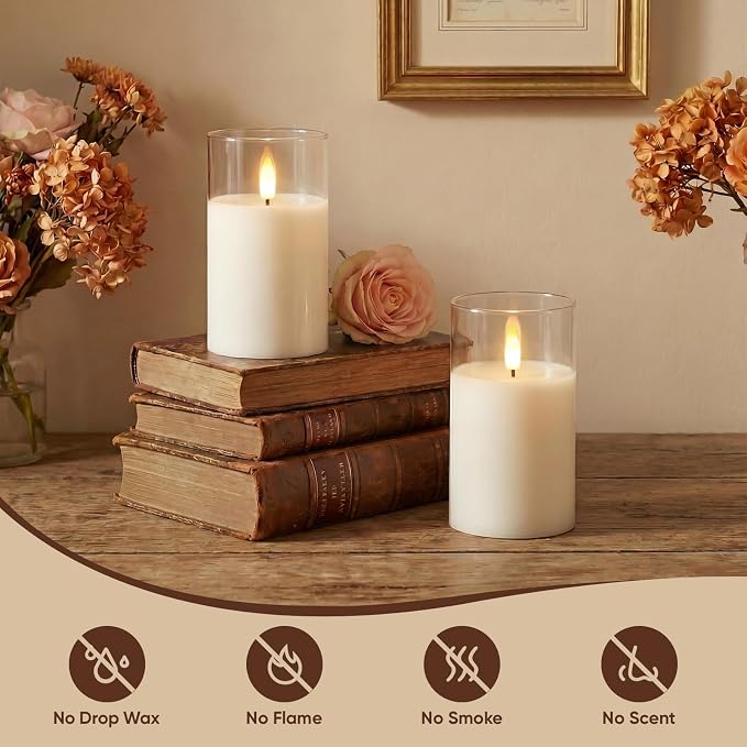 Amagic 3"x5" White Glass Flameless LED Candle Battery Operated - Image 2