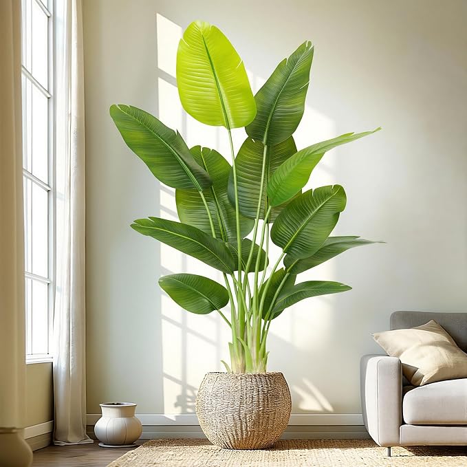 Lifelike Bird of Paradise Artificial Plant, 6ft Faux Banana Leaf Tree - Image 9