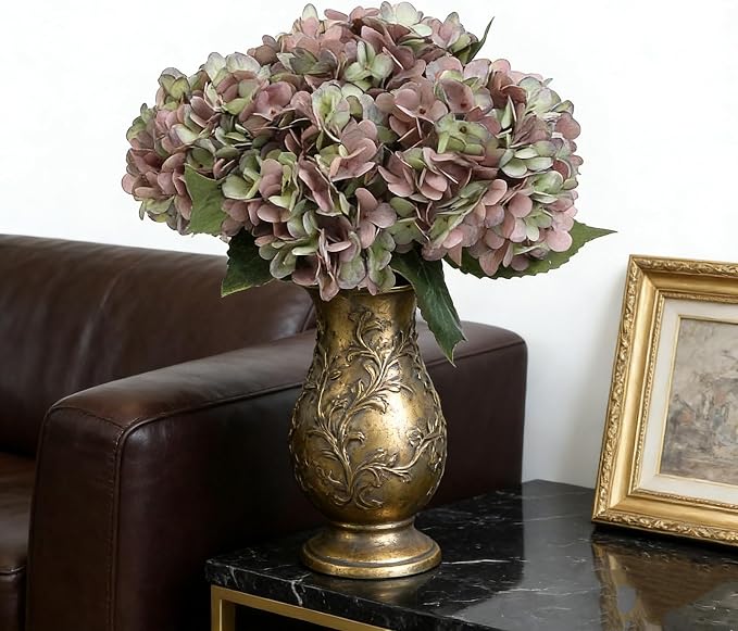 Kimura's Cabin 6pcs Fake Hydrangeas Flowers Vintage Artificial Silk Hydrangea - Image 4
