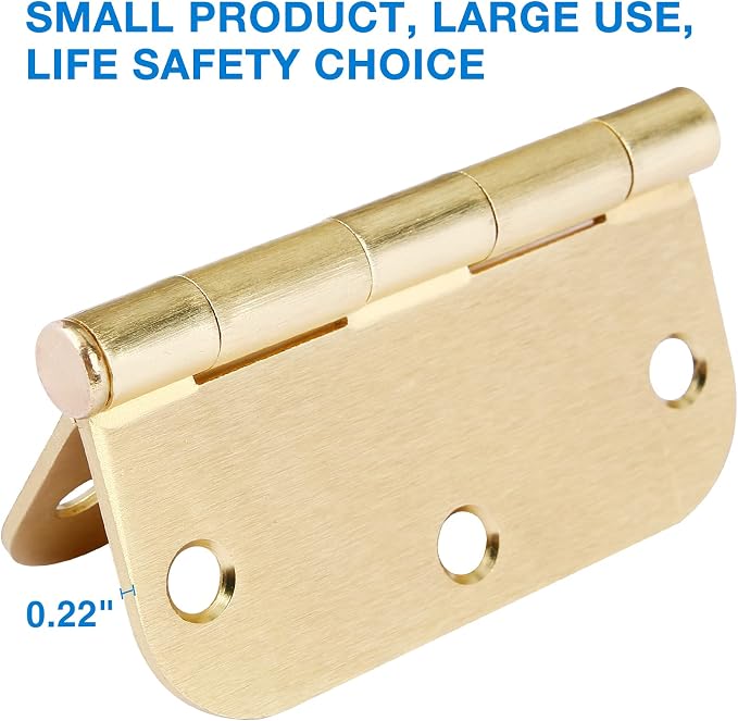 TDCHINGES Rounded Door Hinges 3.5" X 3 1/2 Inch Brushed Brass 5/8" Radius | 30 - Image 3