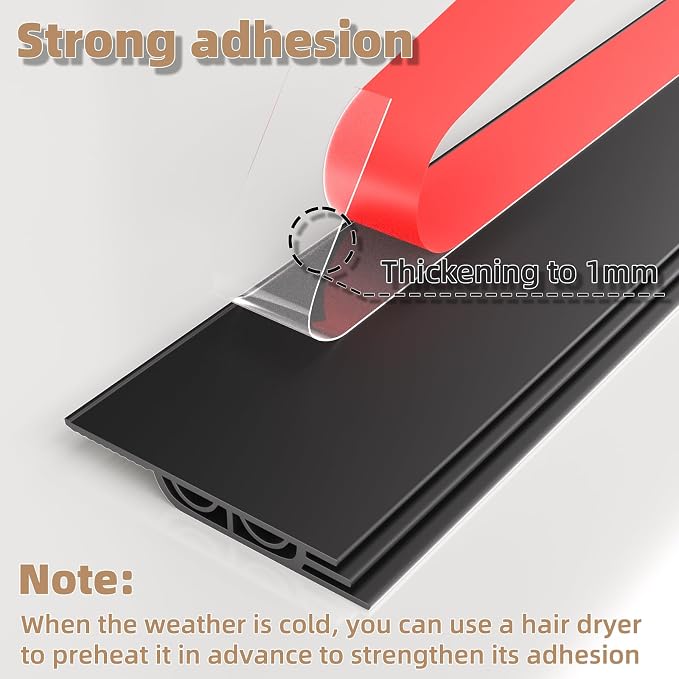 KNEELISA 78" Black Under Door Draft Stopper Interior - Image 3