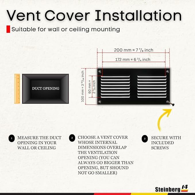 Steinberg14 Black Vent Cover 6x2 - Image 5