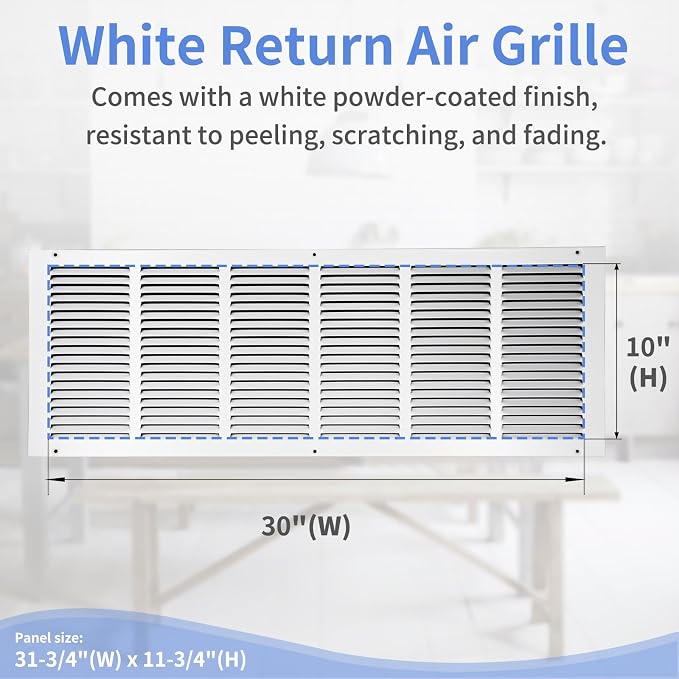 Howeall 30"W x 10"H Steel Return Air Grille, Air Return Vent Cover - Image 3