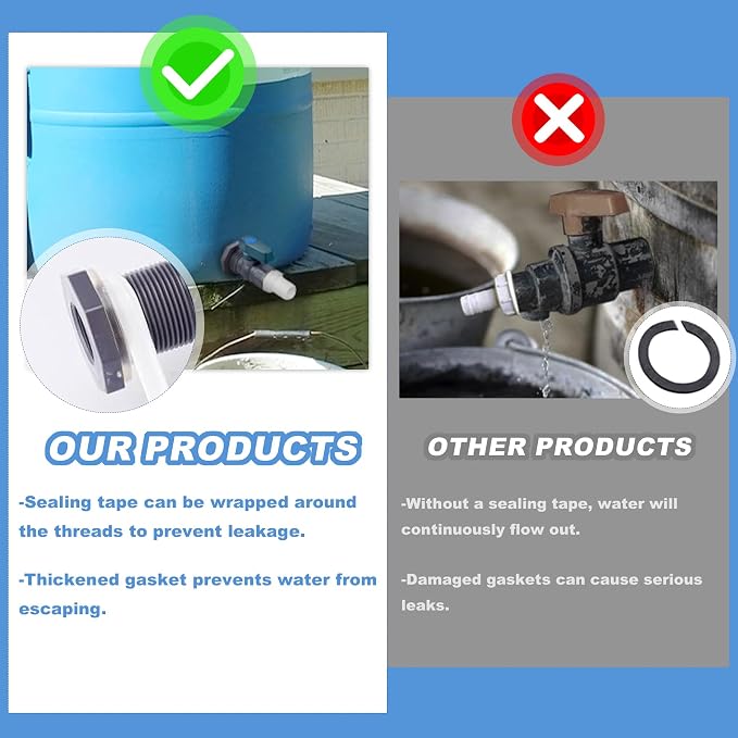 2 Pack PVC Rain Barrel 45°Elbow Spigot Kit, 3/4 Inch Rain Barrel Valve - Image 4