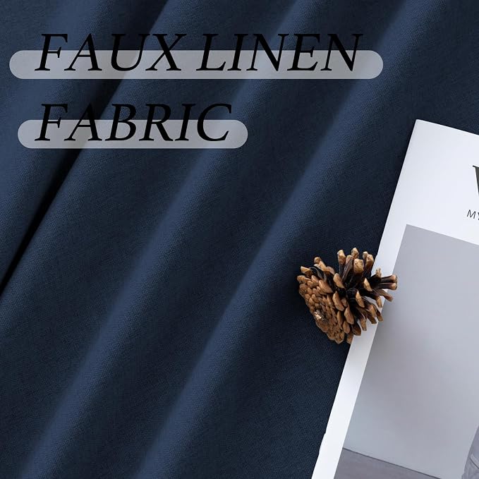 H.VERSAILTEX Room Darkening Curtains 96 inches Long 2 Panel Set, Faux Linen - Image 5