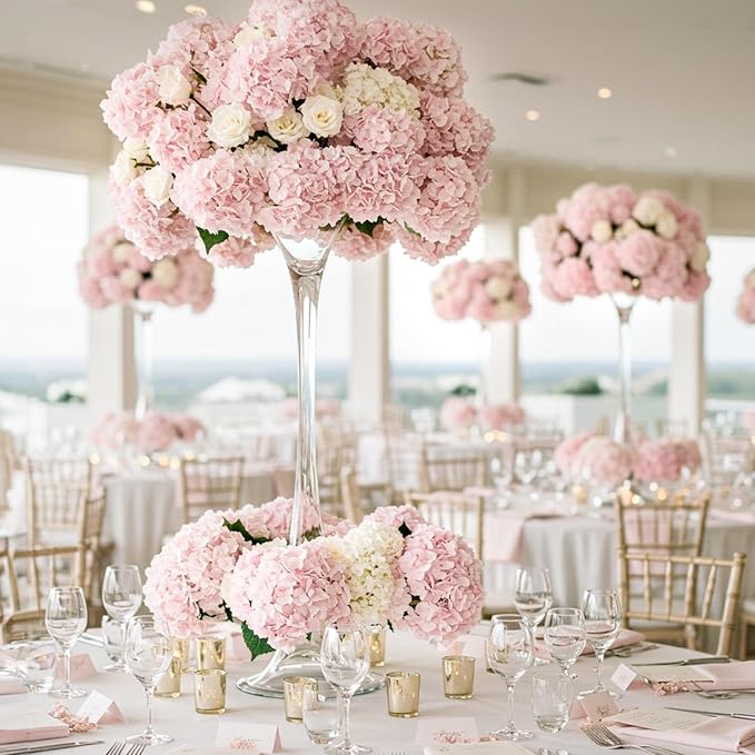 Auihiay 404Pcs Hydrangea Artificial Flowers Bulk, Faux Hydrangea Flowers | Pink - Image 2