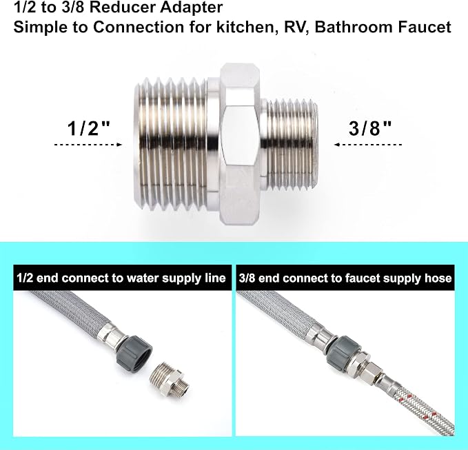 1/2 to 3/8 Reducer Faucet Adapter - Image 4