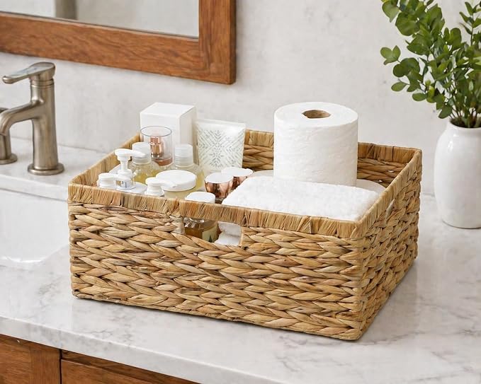 Large Wicker Basket, Water Hyacinth Wicker Storage Basket - Image 3